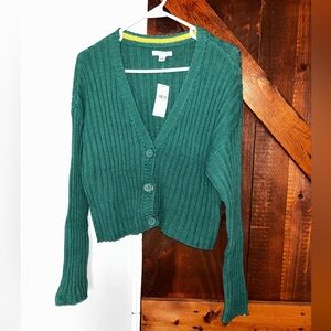 American Eagle Outfitters Teal Ribbed Cardigan